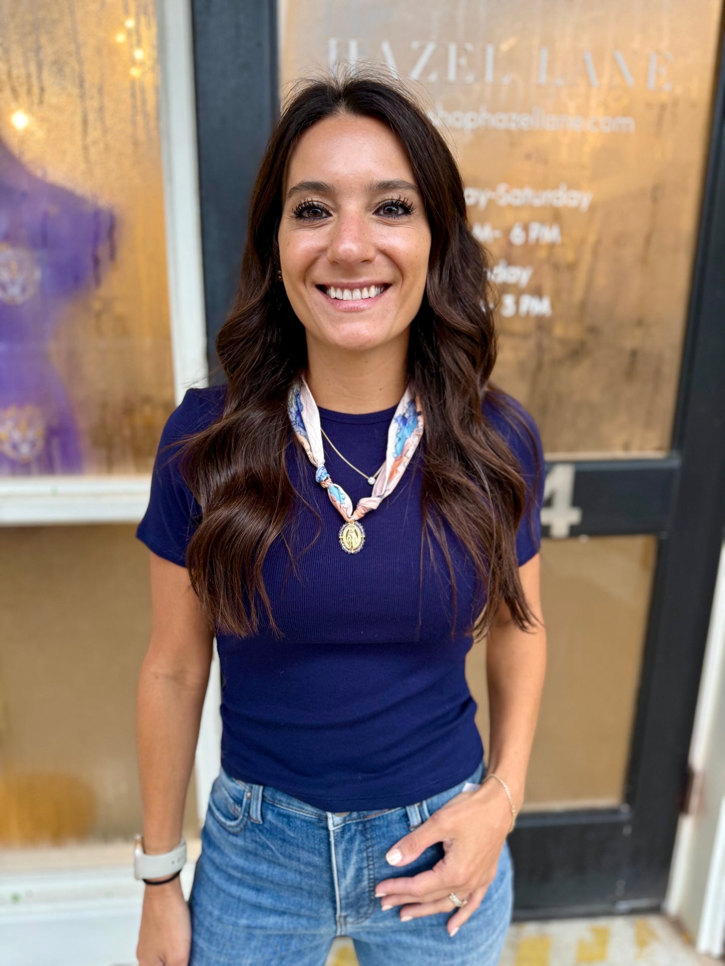 Ronan Fitted Crop Tee- Navy