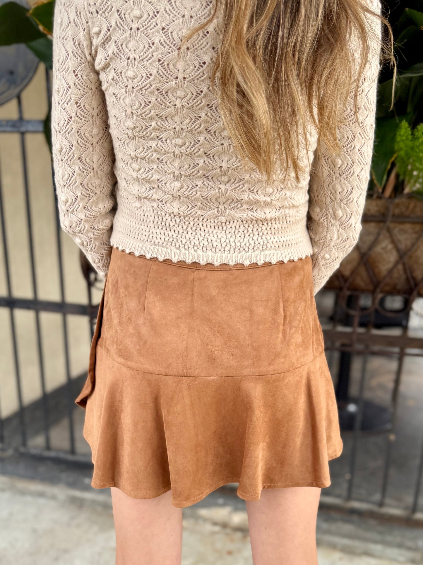 Polly Pointelle Knit Sweater- Taupe