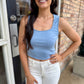 Dearly Square Neck Tank- Blue