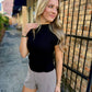Quinn SS Sweater Top- Black