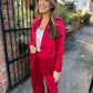 Sutton Satin Blazer- Red