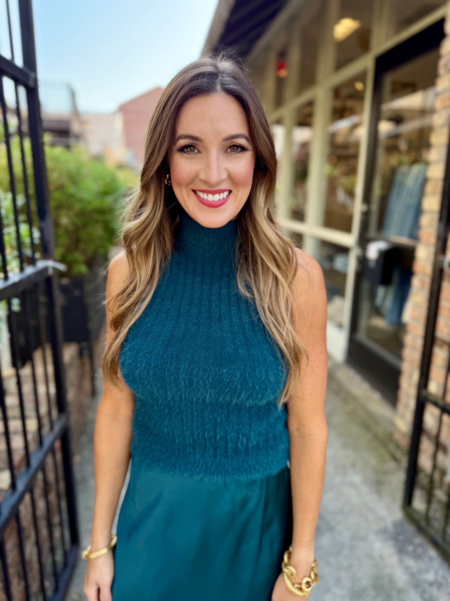 Fuzzy Sweater Tank- Deep Green