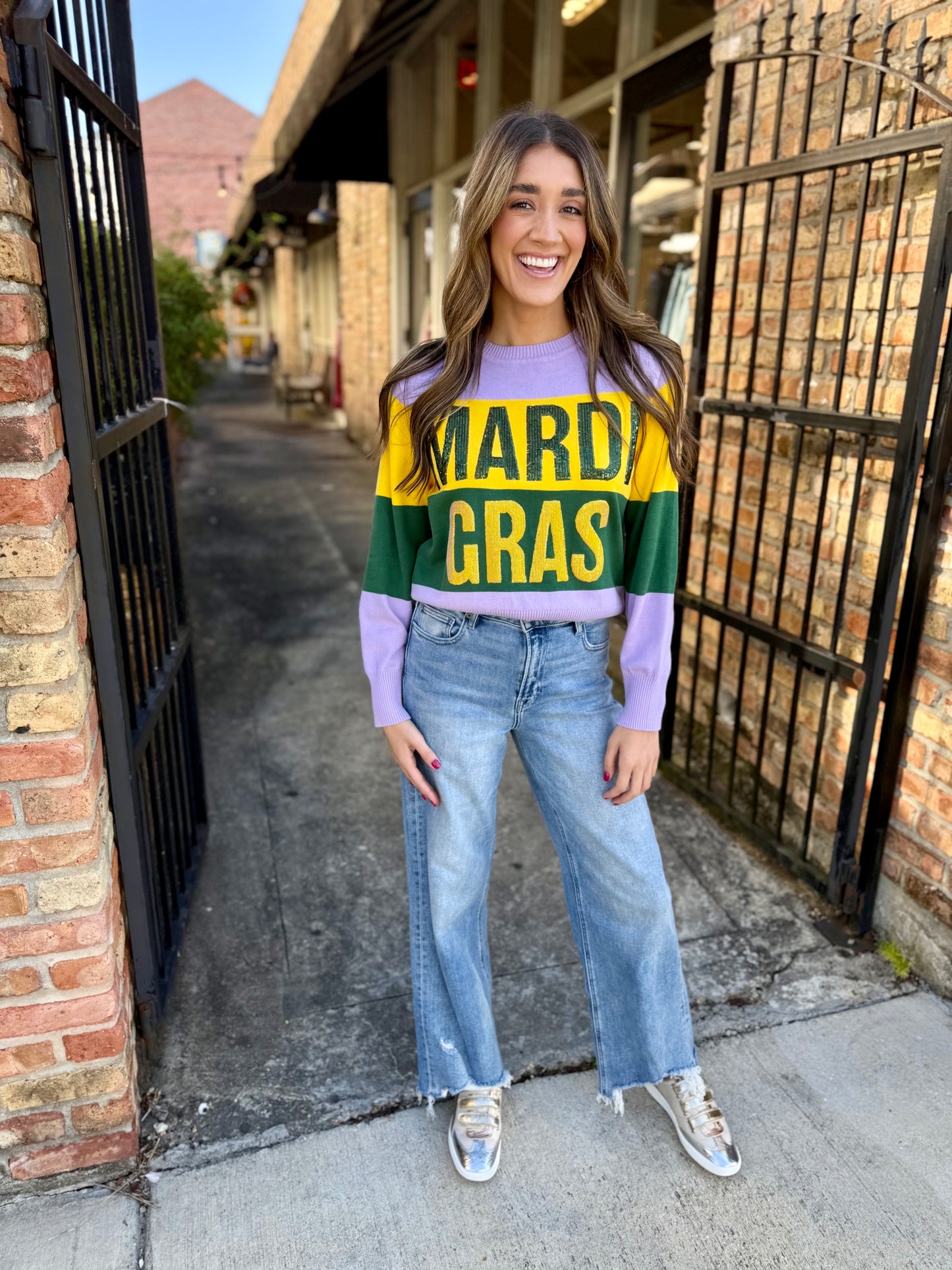 Mardi Gras Colorblock Sweater