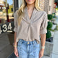 Johnny Gingham Top- Mocha Natural