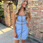 Tabby Contrast Mini Dress- Sky Blue