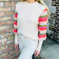 Bishop Pattern Sleeve Sweater- Cream