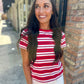 Zuma Stripe Crew Tee- Red