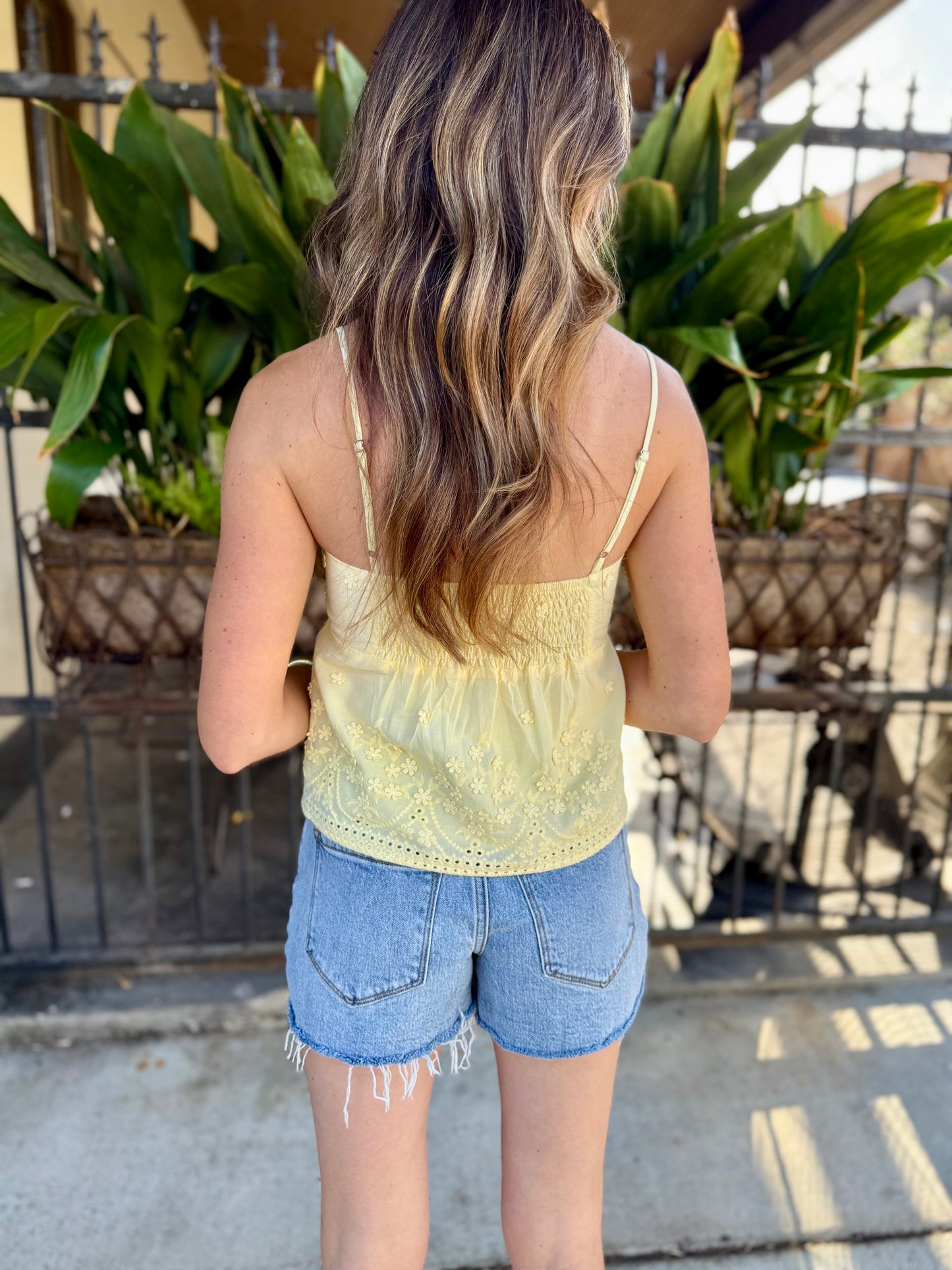 Beachglass Emboridered Tank- Yellow