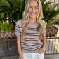 Z Supply Gatewood Stripe Sweater Top- Heather Ash