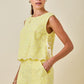Kenny Eyelet Tied Top- Lemon