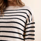 Rosalind Striped Crop Sweater- Cream/Black