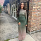 Embellished Mesh Maxi Skirt- Green