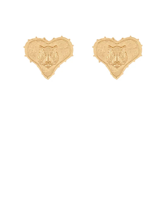 Tiger Heart Stud Earrings