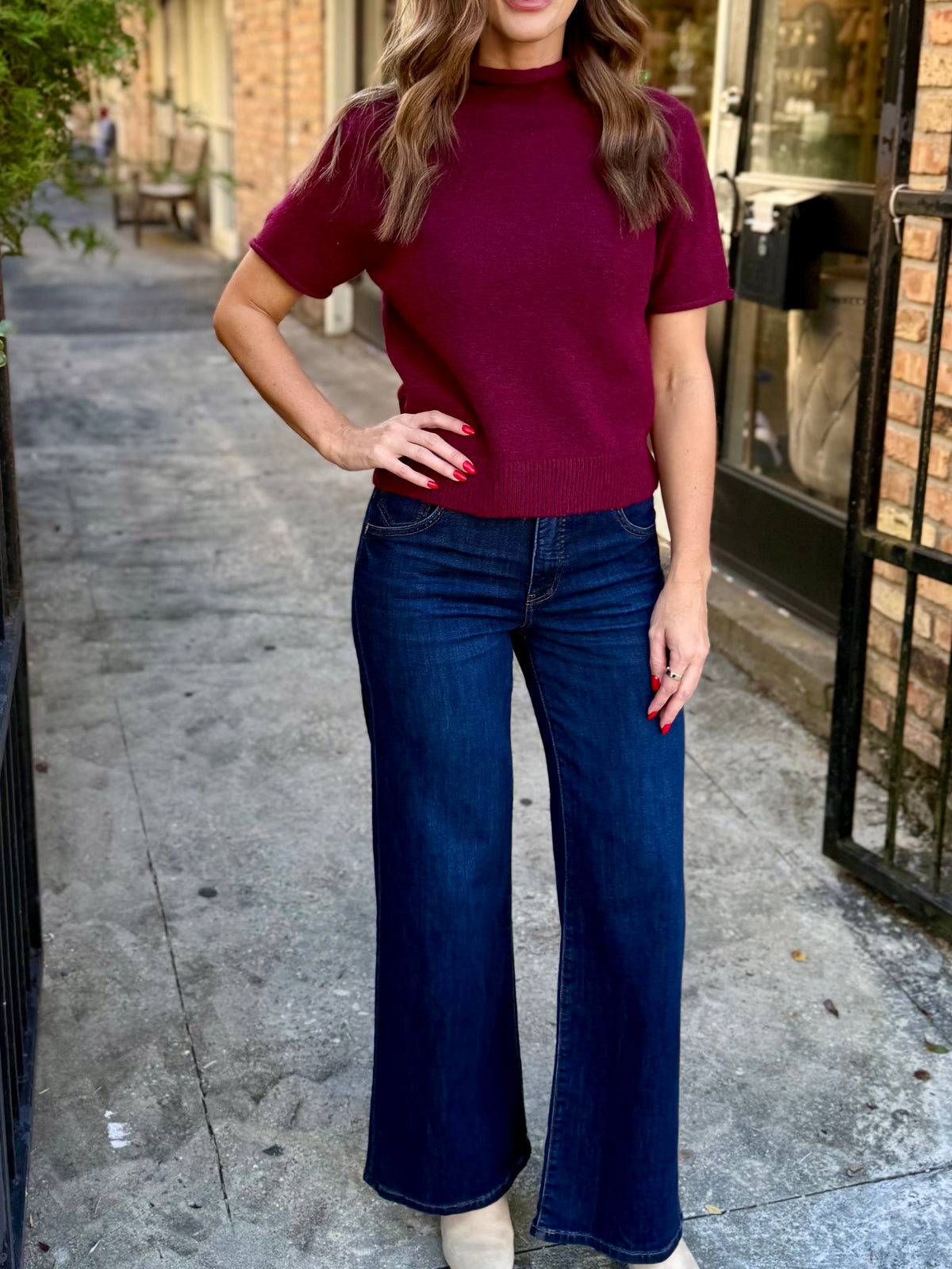 Brandon Sweater Top- Merlot