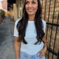 Stevie Striped Crew Neck- Ice Blue