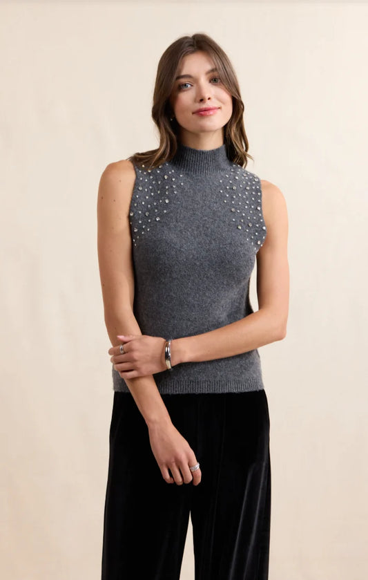 Shelby Embellished Sweater Vest- Charcoal