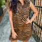 Tiger Print Button Down Shirt Dress