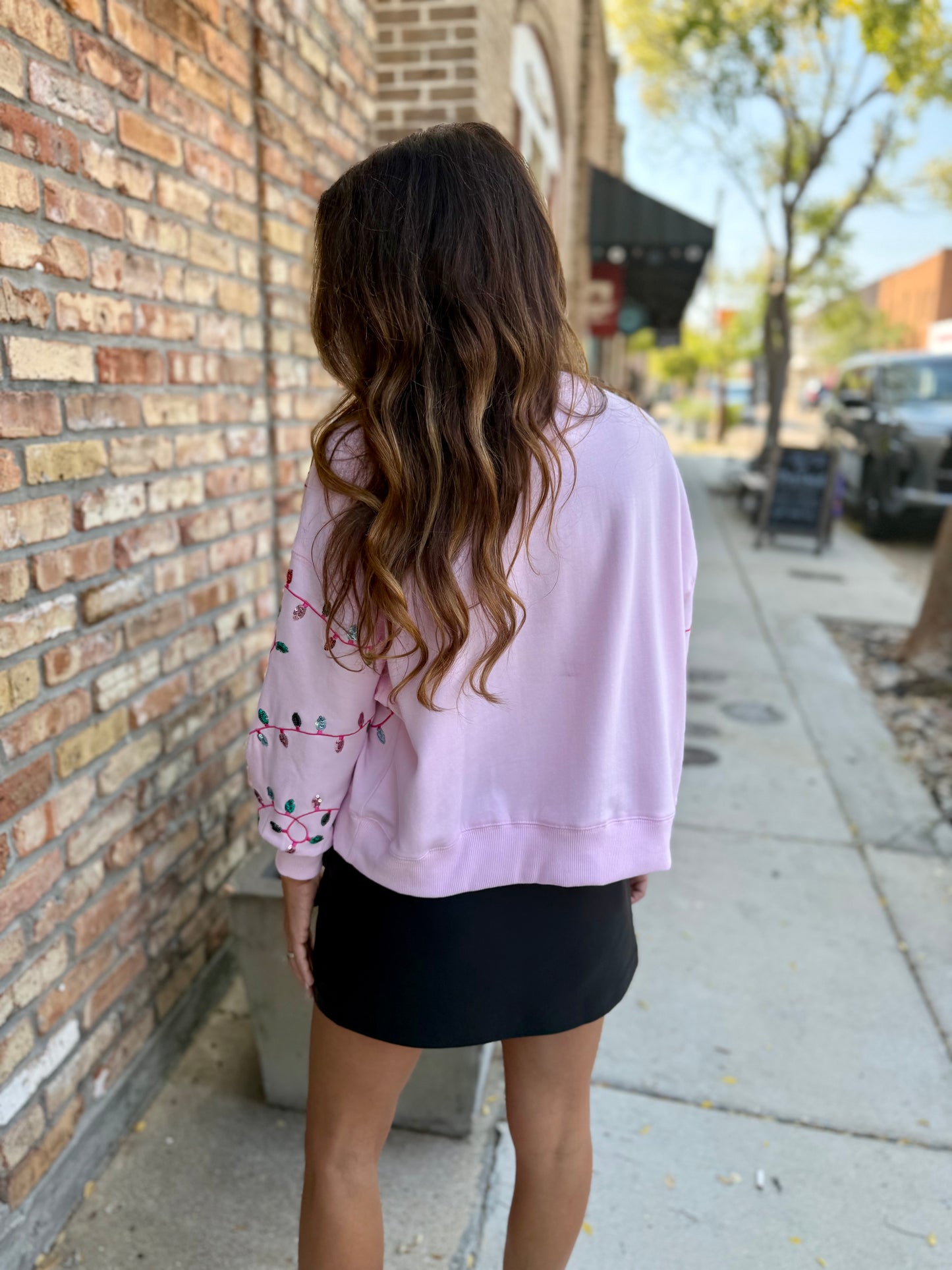 Millie Falala Lights Sweatshirt- Pink