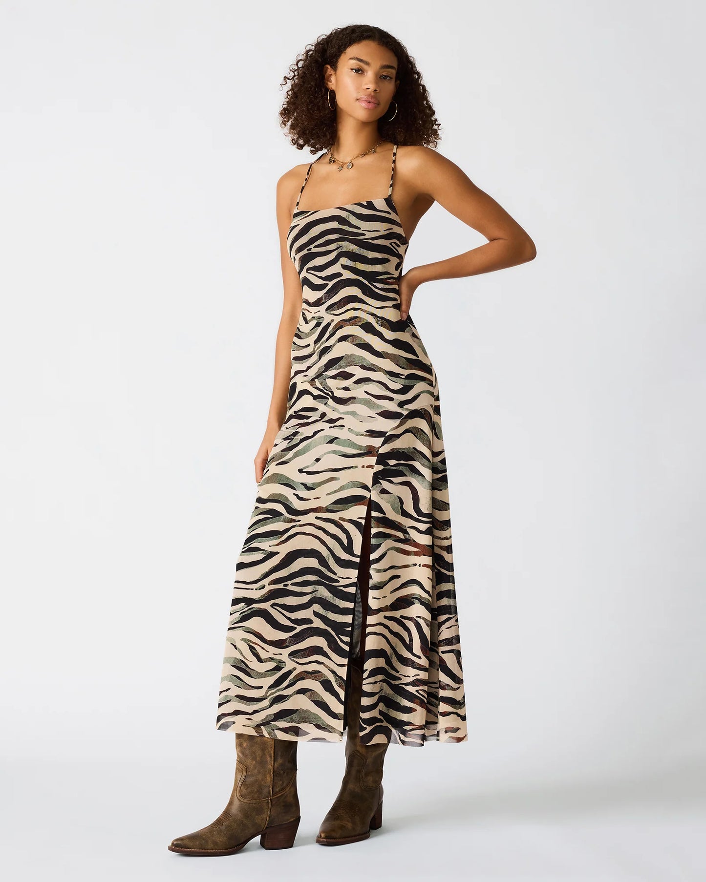 Adella Maxi Dress- Caramel Zebra