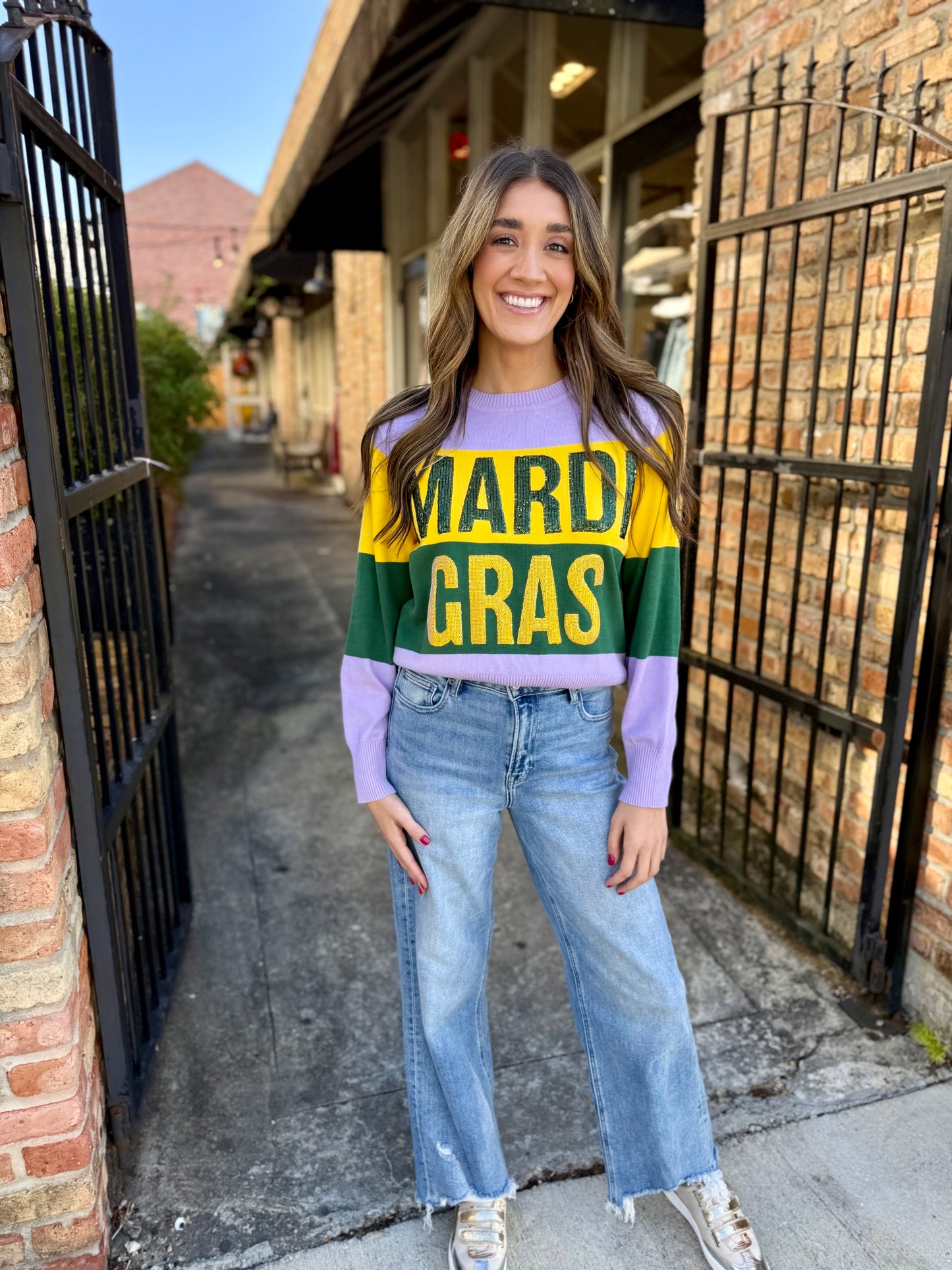 Mardi Gras Colorblock Sweater