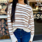 Devin Striped Sweater- Taupe