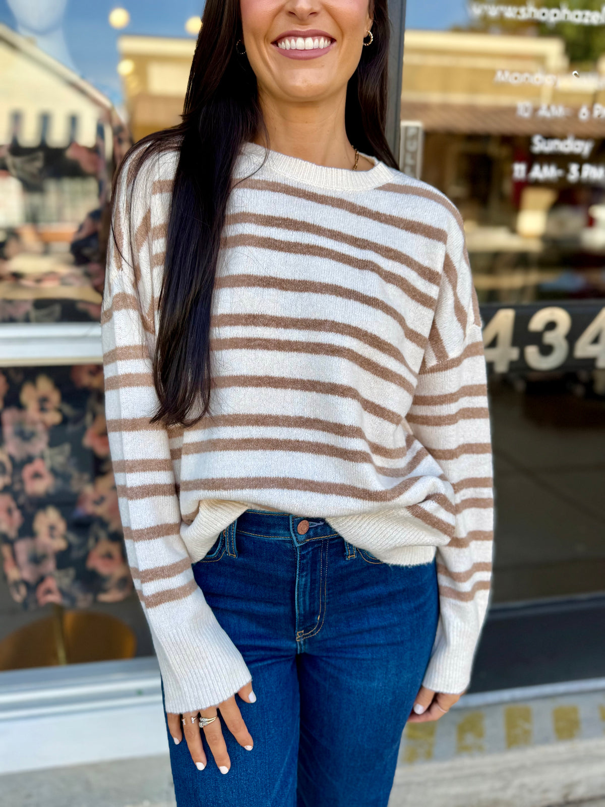 Devin Striped Sweater- Taupe