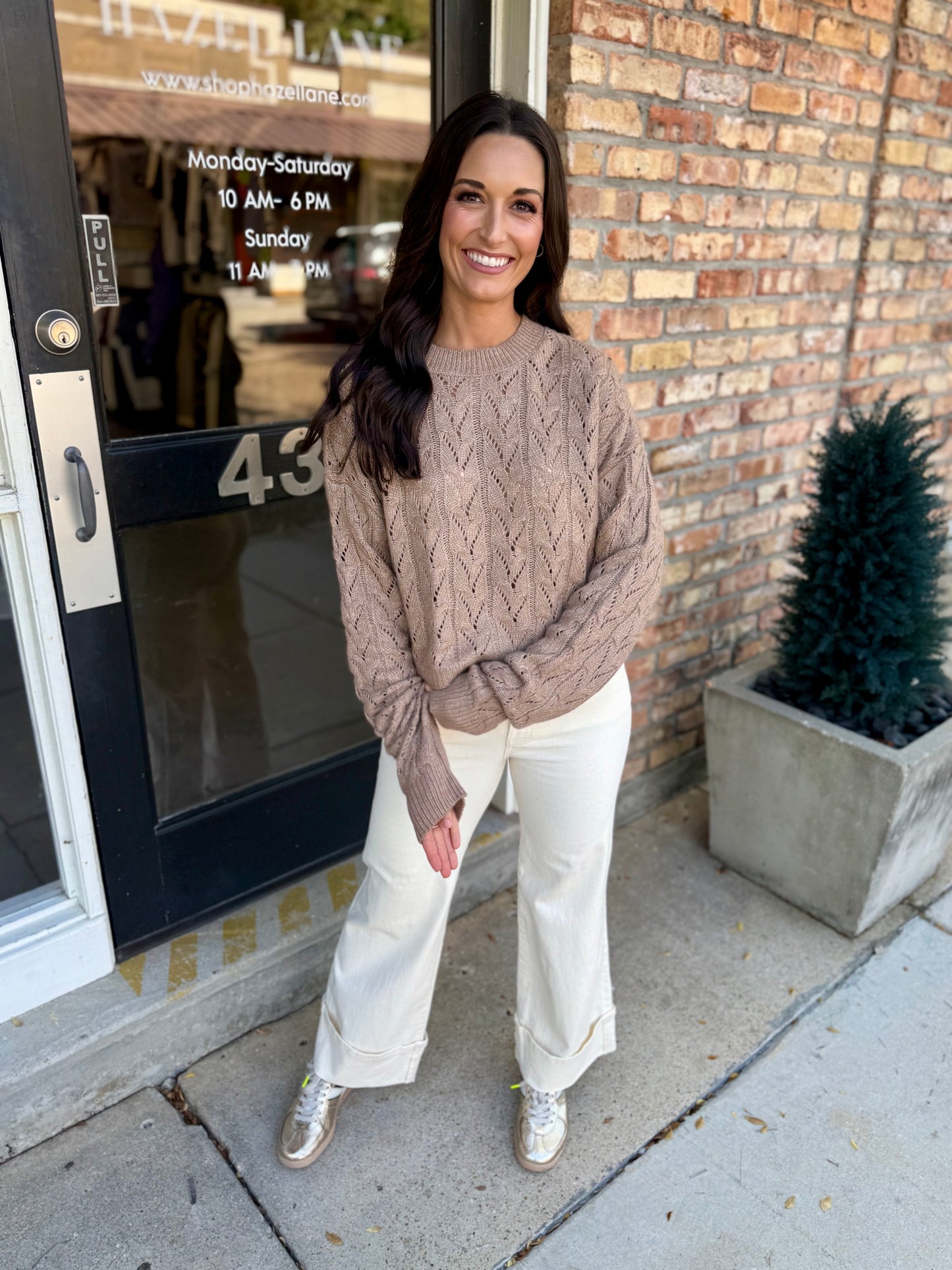 Wisteria Cable Sweater- Taupe