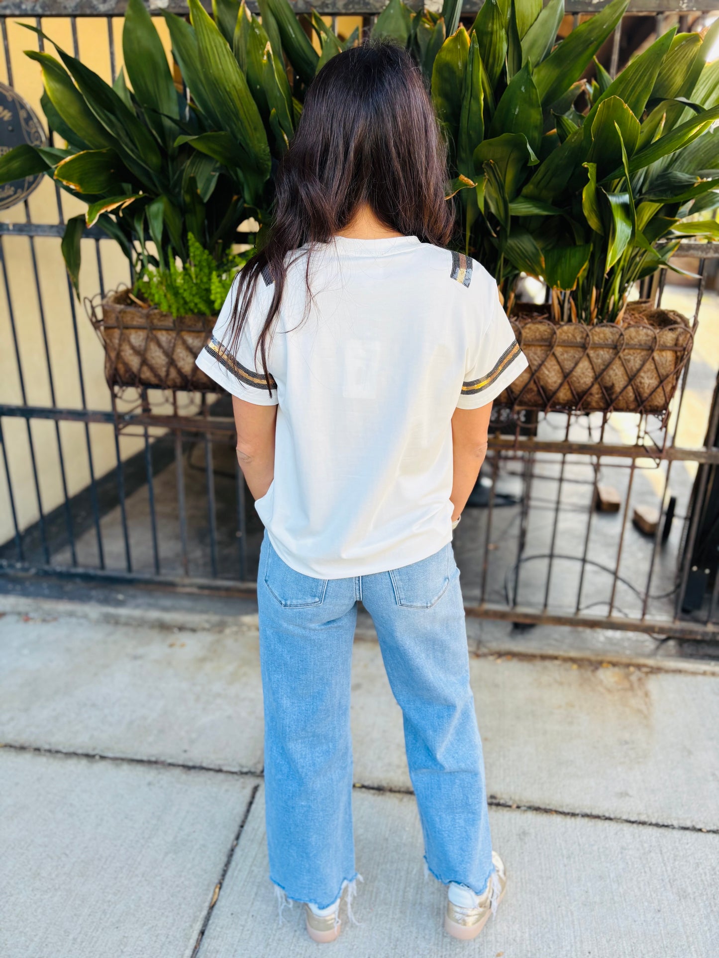 Miss Helmet Tee- Black & Gold