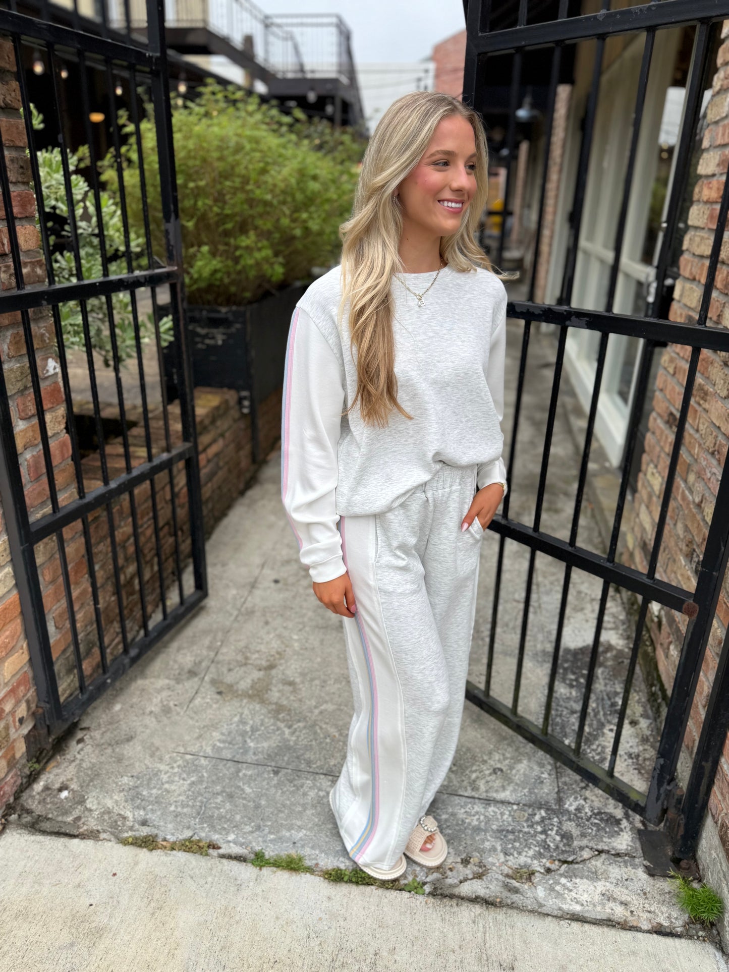 Varsity Striped Cloud Pant- Grey