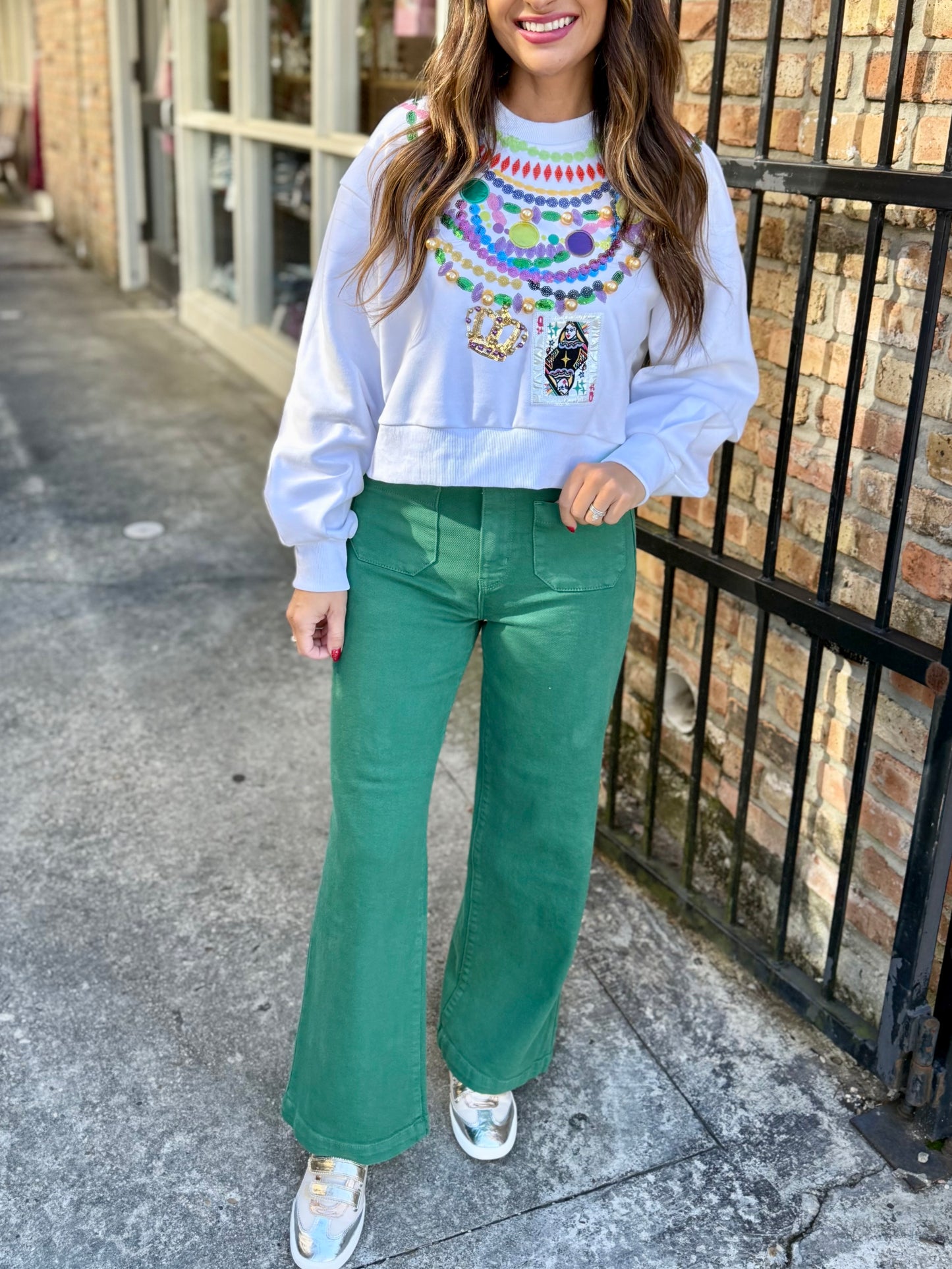 MG Queen Beads Sweatshirt- White