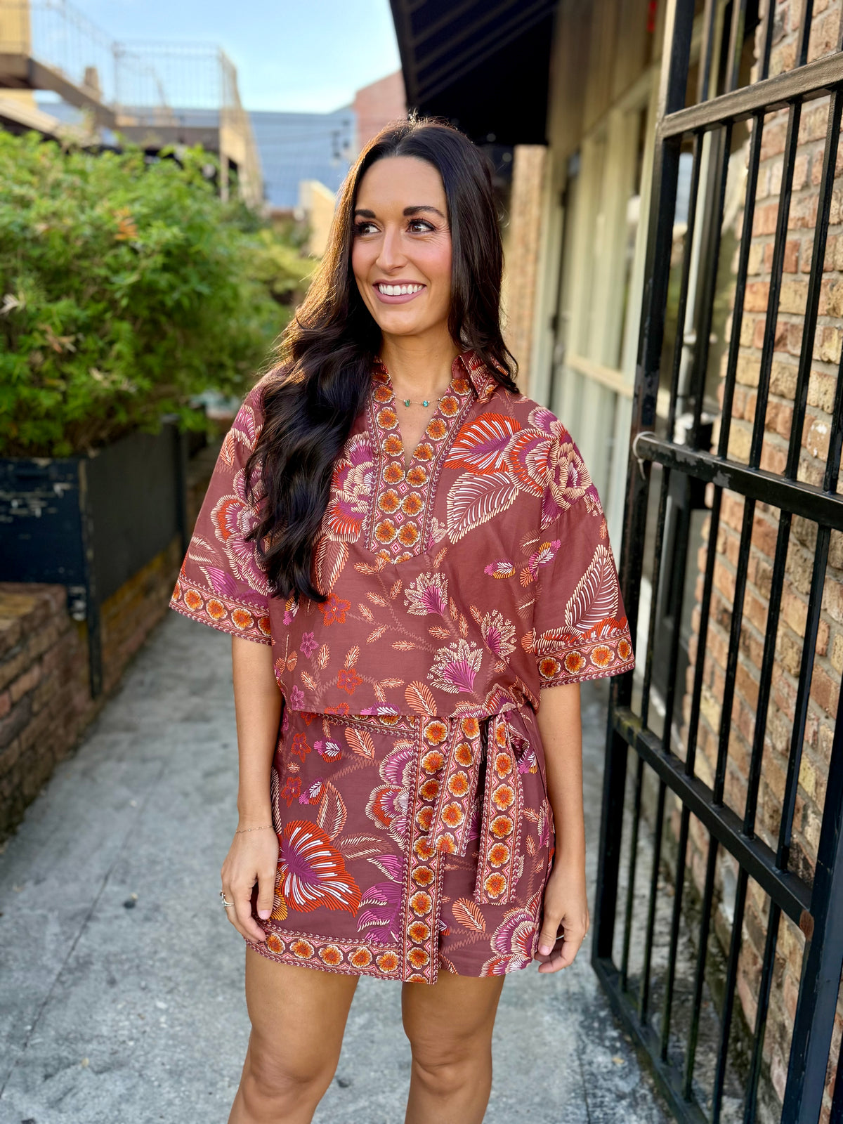Izzy Botanical Skort- Terra Cotta
