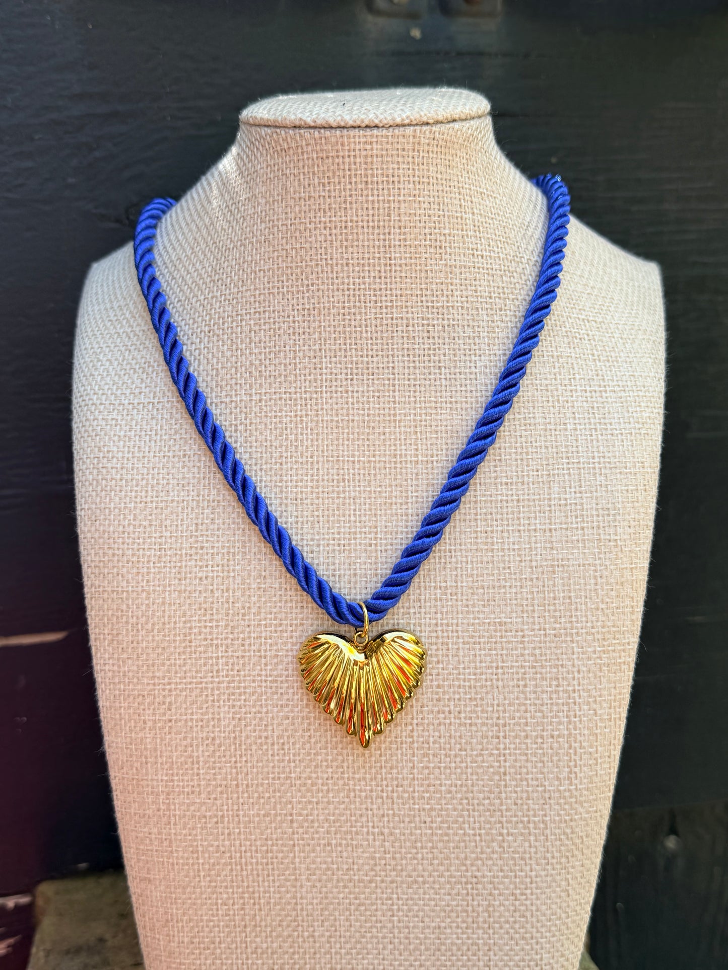 Cord Necklace- Royal Blue/Heart