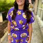 Scattered Football & Stars Shorts- Purple