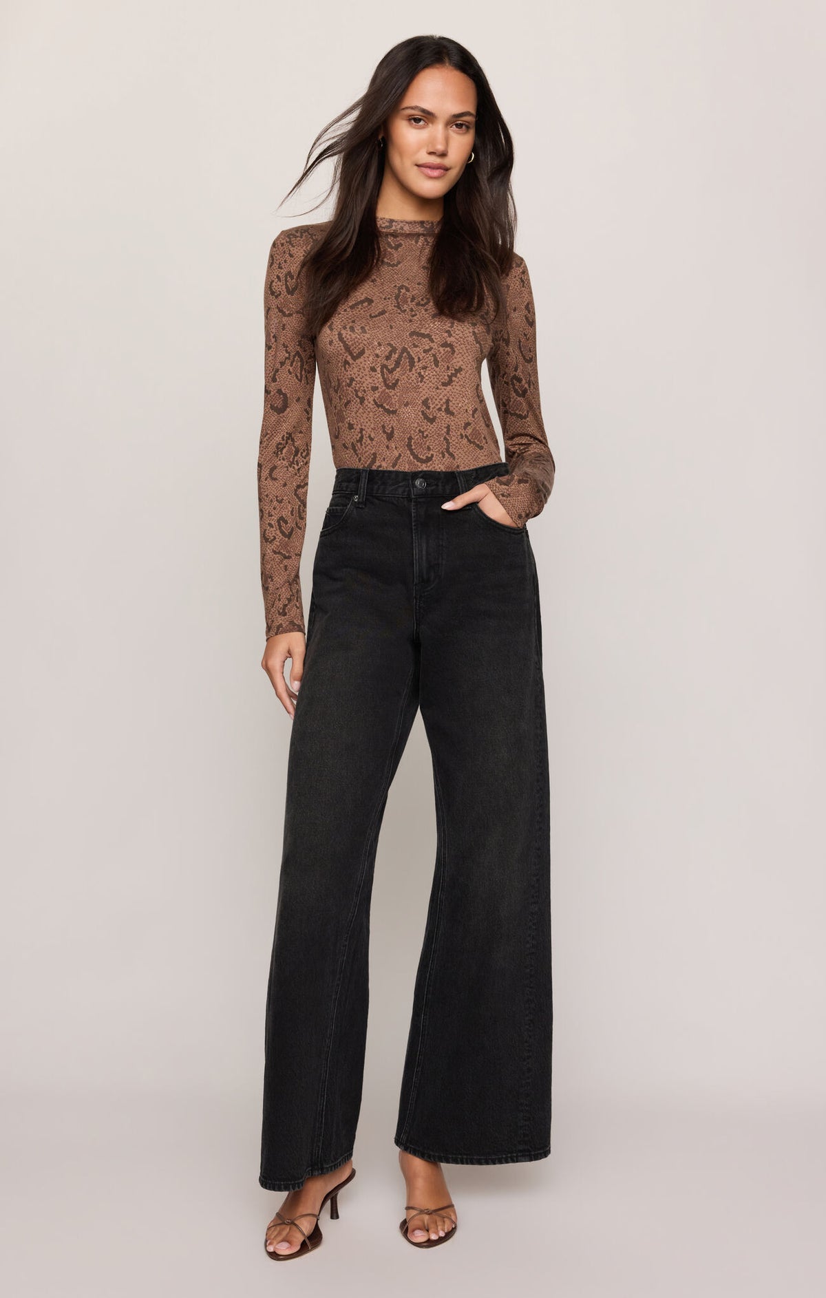 Z Supply Onyx Snake LS Top- Cocoa Ban
