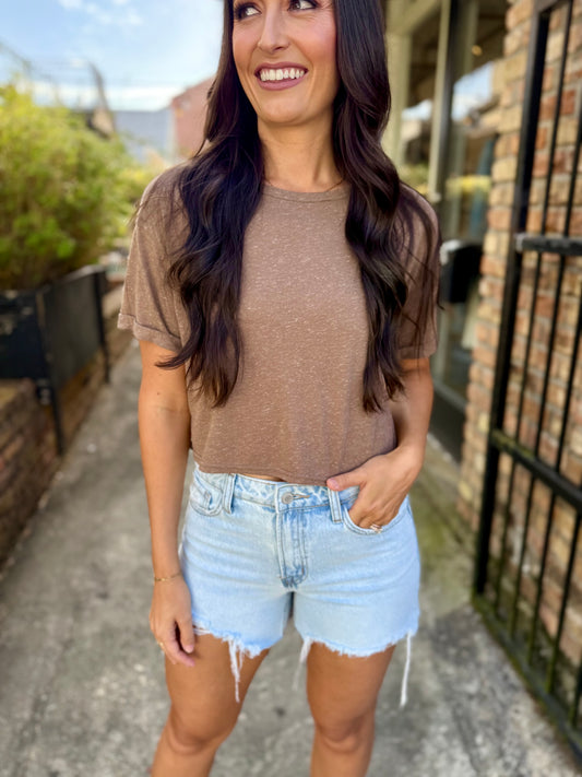 Sand Toys Cropped Tee- Mocha