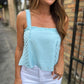 Doha Eyelet Flowy Tank- Blue