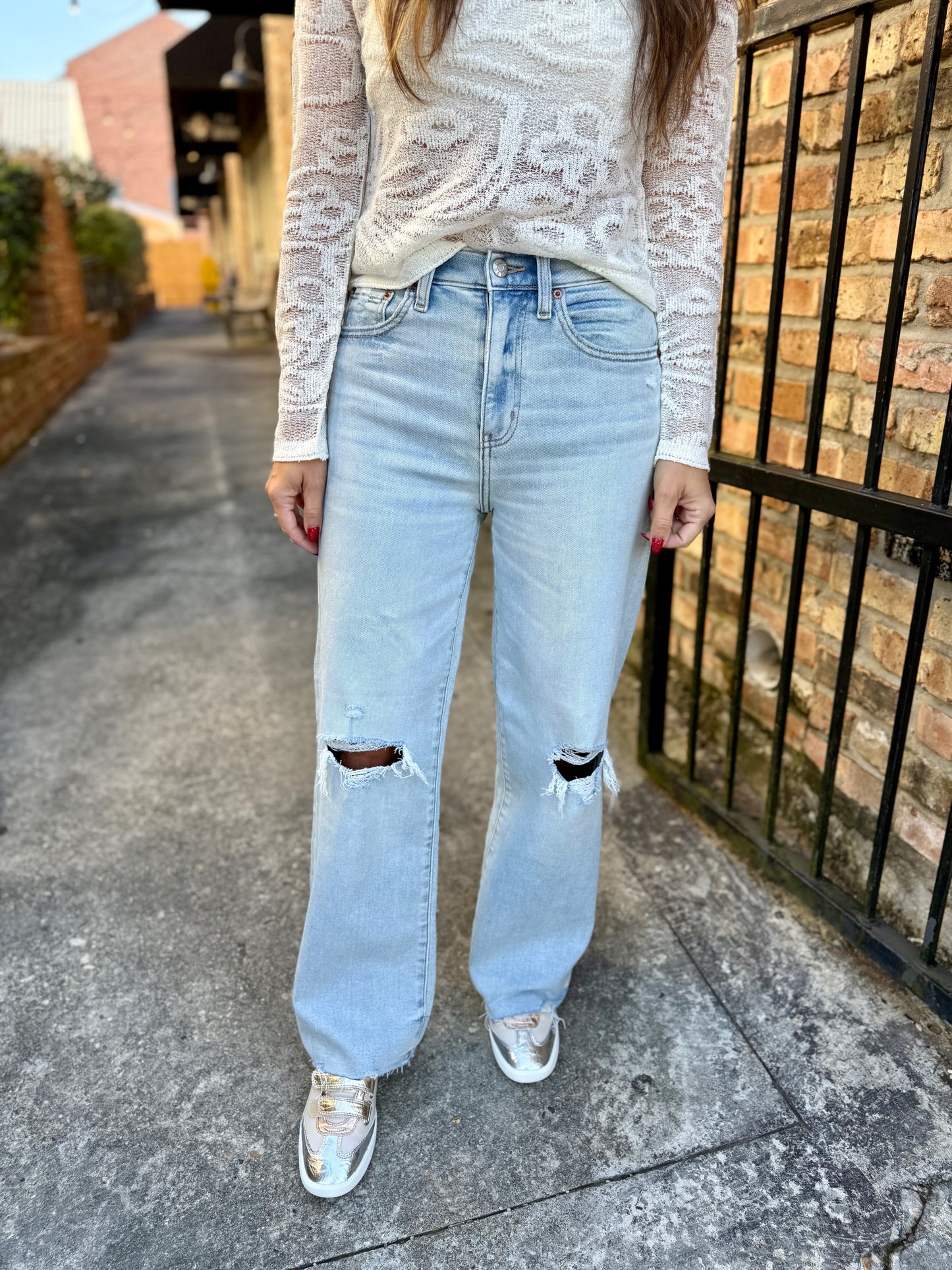 Pleaser HR Wide Ankle Denim- Charisma Distressed