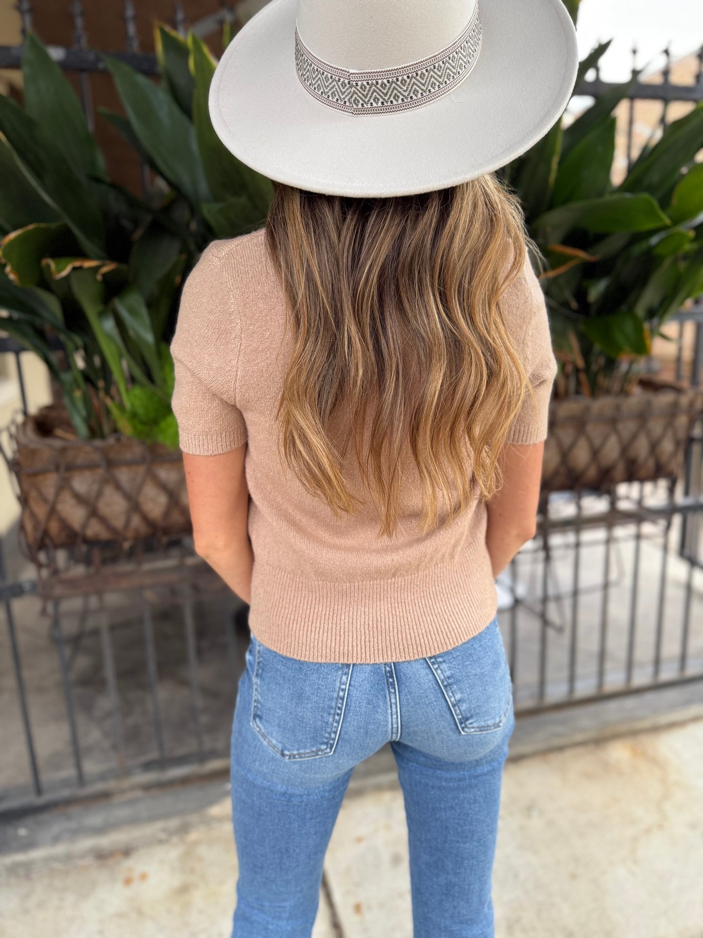 Sierra Crew Neck Sweater Top- Dark Taupe