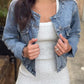 Collarless Denim Jacket