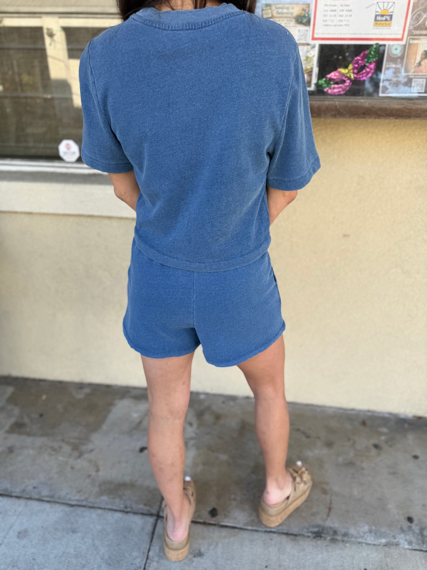 Z Supply Hunter Knit Denim Short- Calypso Blue