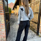 Star Knit Sweater- Heather Gray