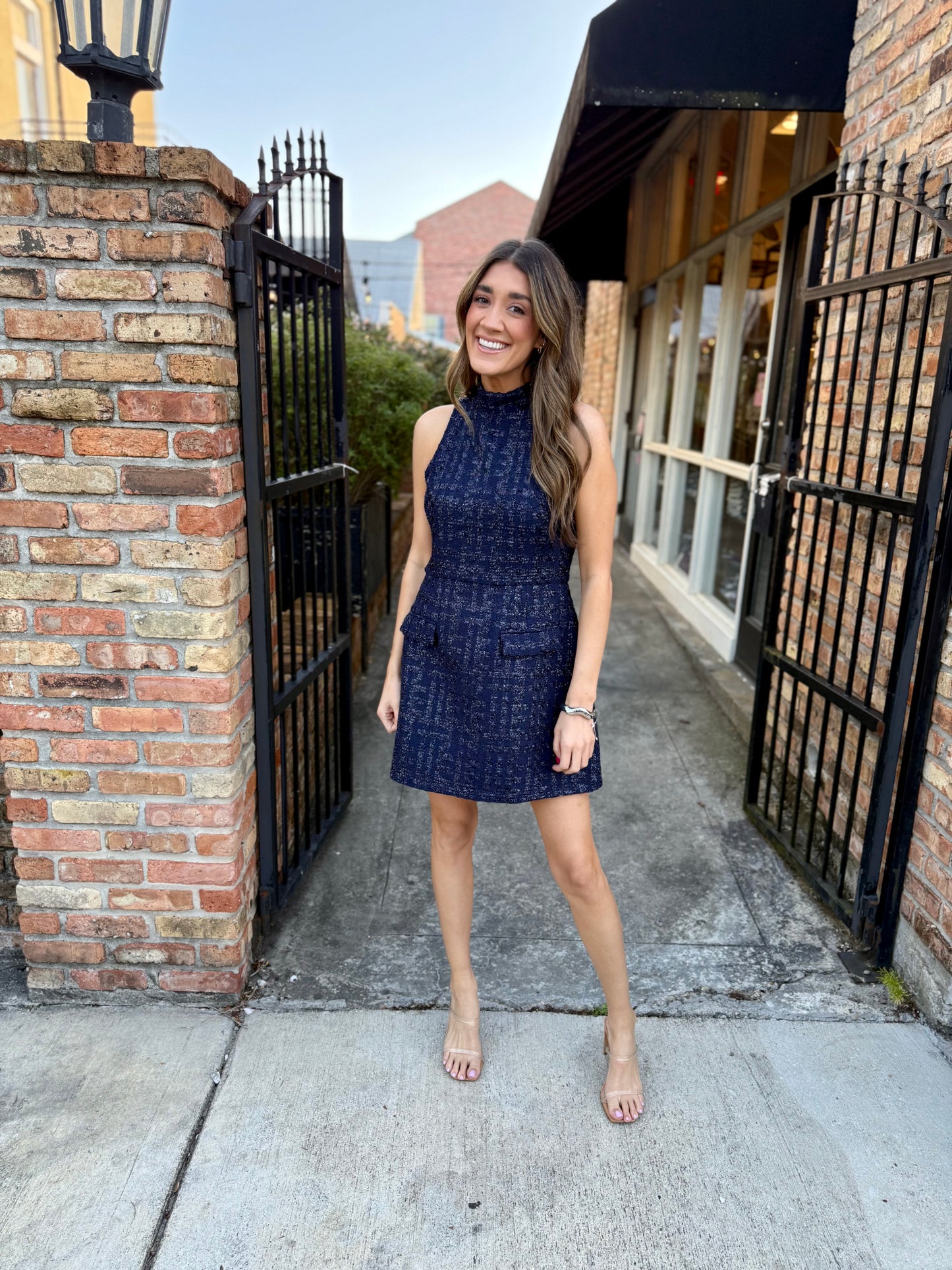 Darcy Mini Dress- Navy Tweed