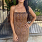 Nights in Capri Mini Dress- Brown Multi