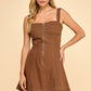 Burg Pleated Mini Dress- Mocha