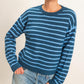 Ezra Striped Crew Neck Sweater- Blue