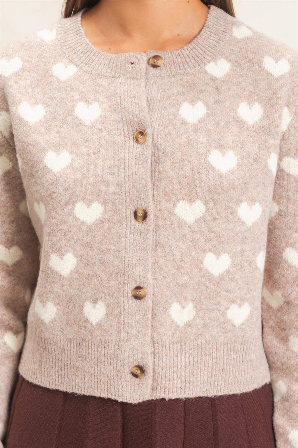 Heart Cardigan- Taupe