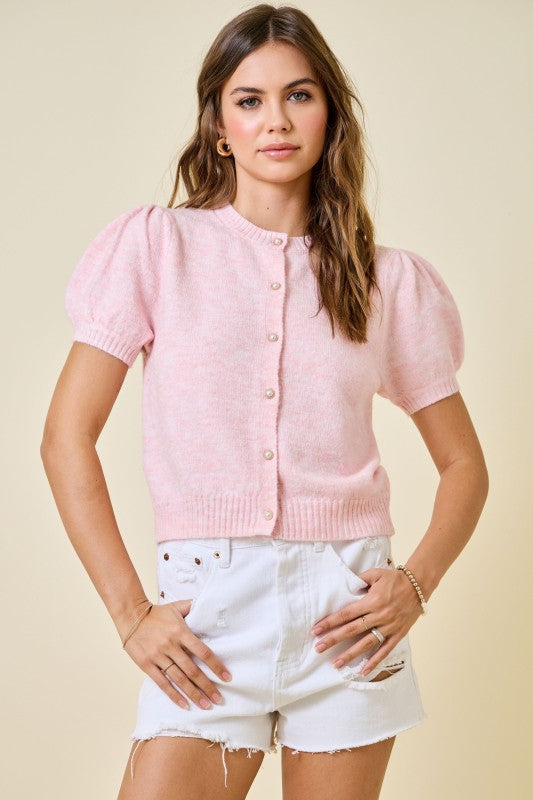 Peter Cardigan Top- Lt Pink