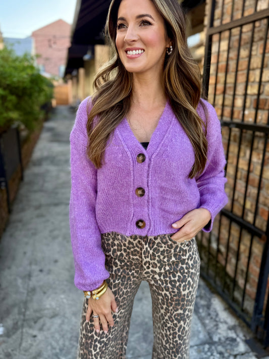 Mica Cropped Sweater- Dusty Lavender