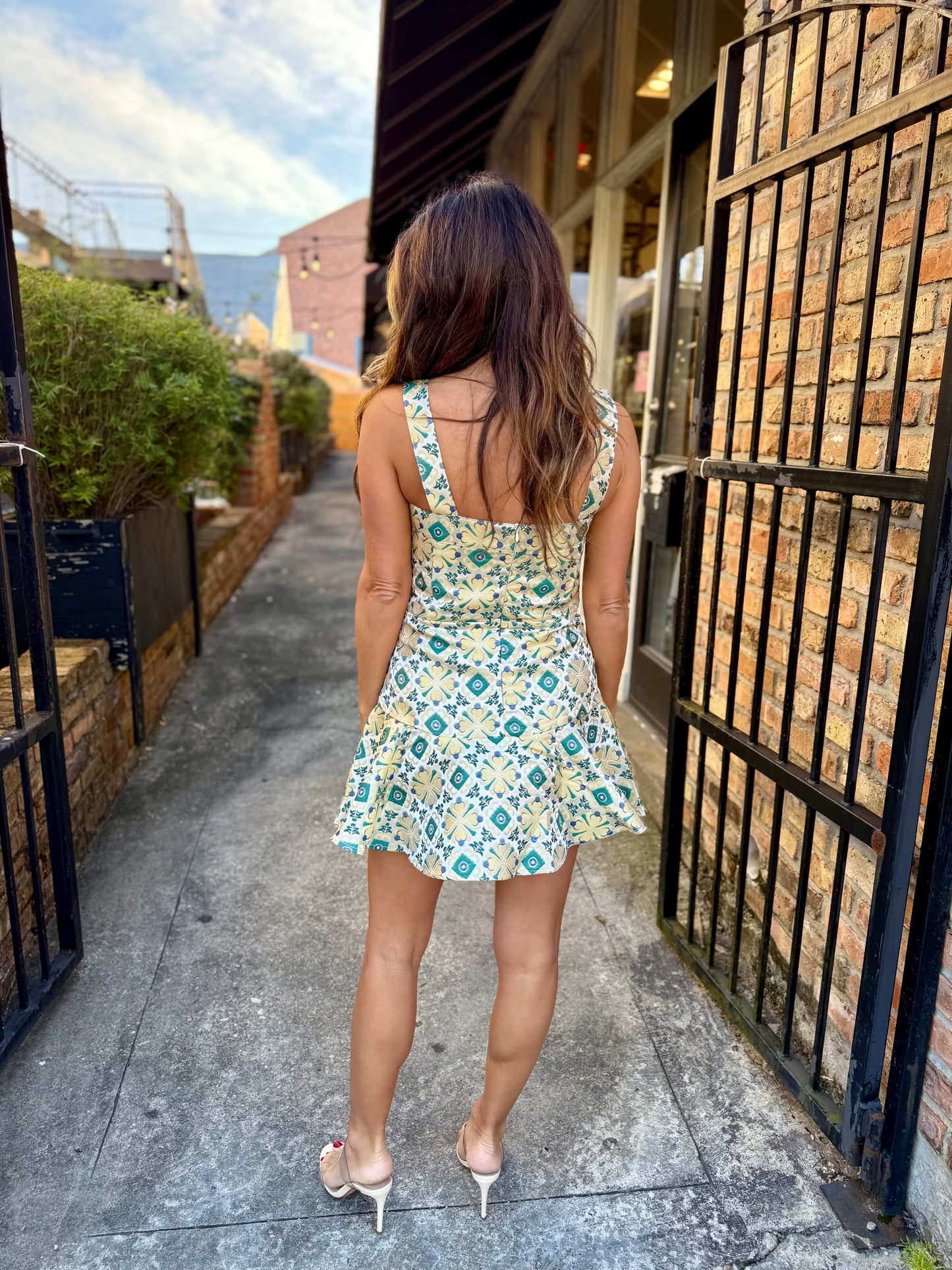 Emily Mini Dress- Tile Jacquard