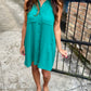 Z Supply New Light Crinkled Mini Dress- Rainforest
